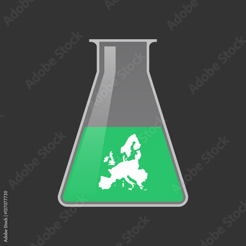 Isolated test tube with  a map of Europe