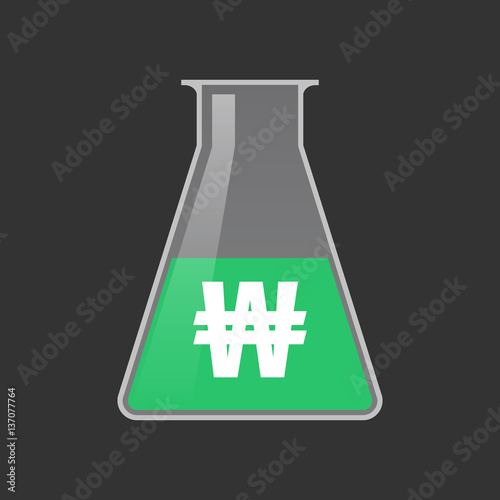 Isolated test tube with a won currency sign