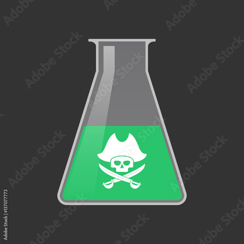 Isolated test tube with a pirate skull