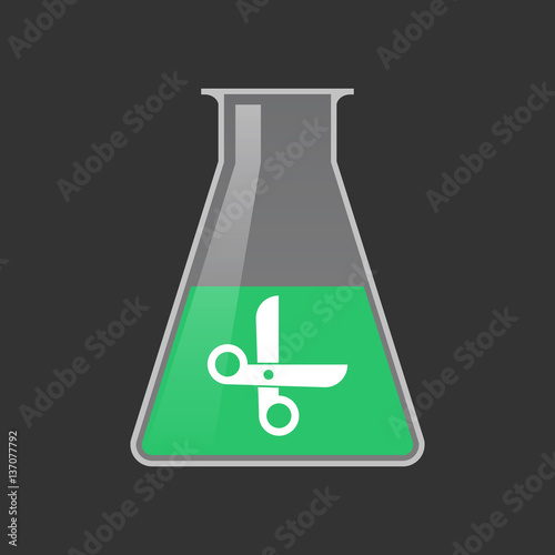 Isolated test tube with a scissors