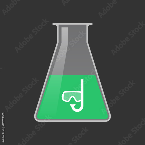 Isolated test tube with a diving goggles