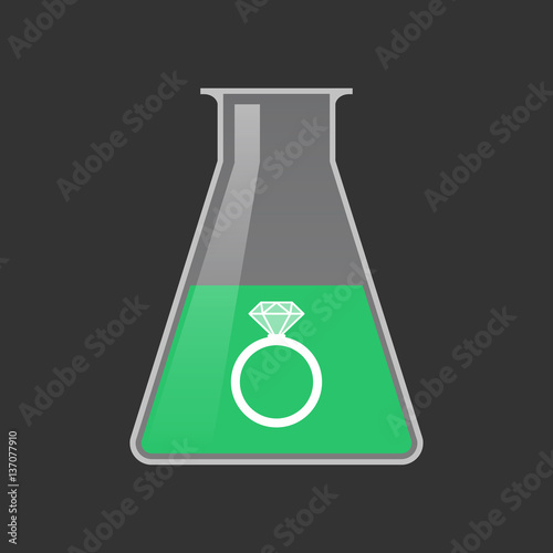Isolated test tube with an engagement ring