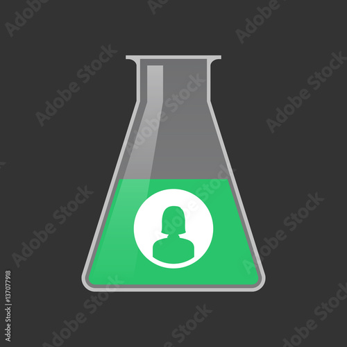 Isolated test tube with a female avatar