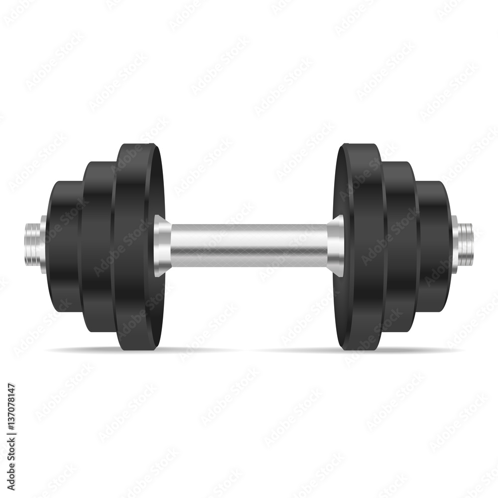 Realistic dumbbell isolated on white background. Realistic vector illustration.