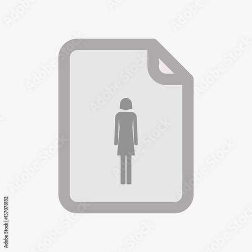 Isolated document with a female pictogram