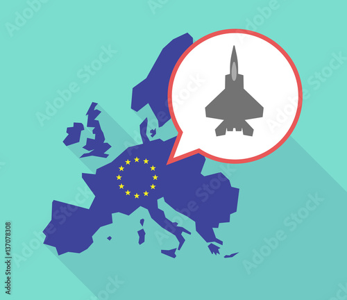 Fototapeta Naklejka Na Ścianę i Meble -  Long shadow EU map with a combat plane