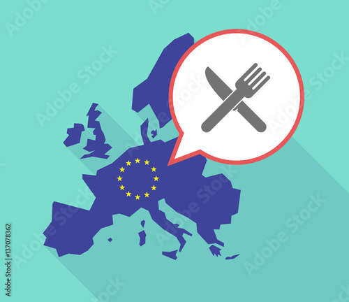 Long shadow EU map with a knife and a fork