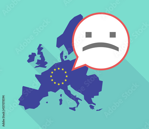 Long shadow EU map with a sad text face