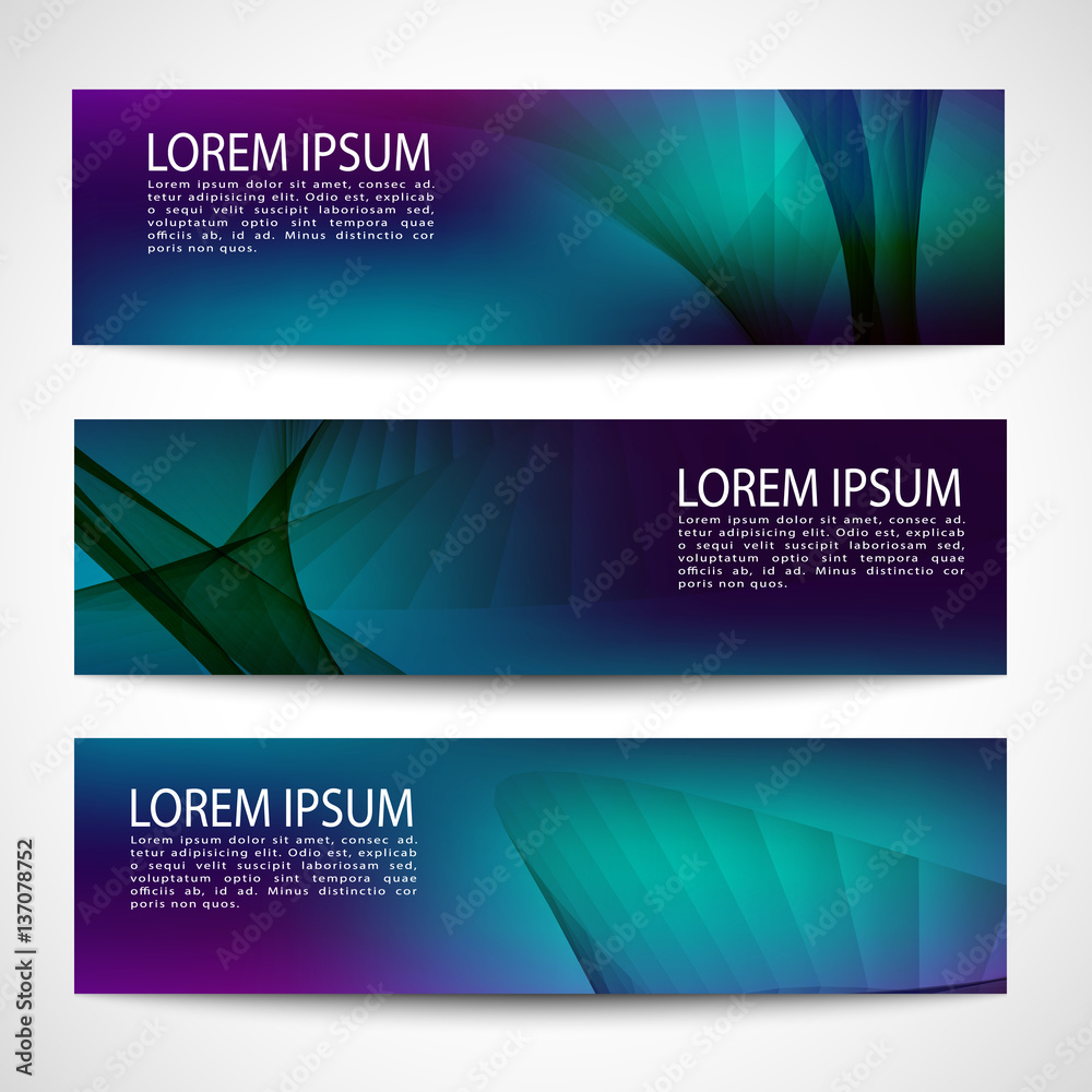 Fototapeta premium Abstract header gradient purple blue green wave vector design