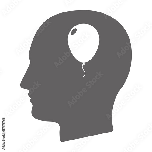 Isolated male head with a balloon