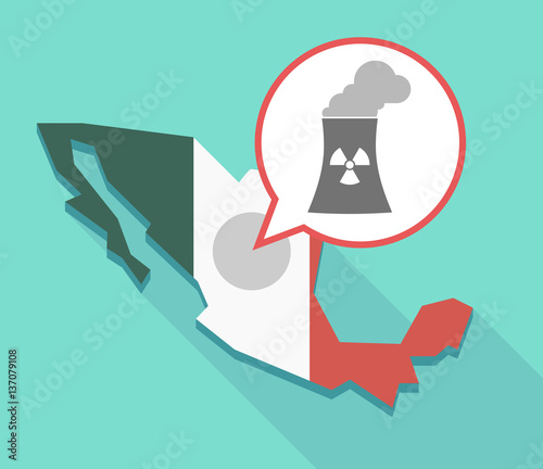Long shadow Mexico map with a nuclear power station
