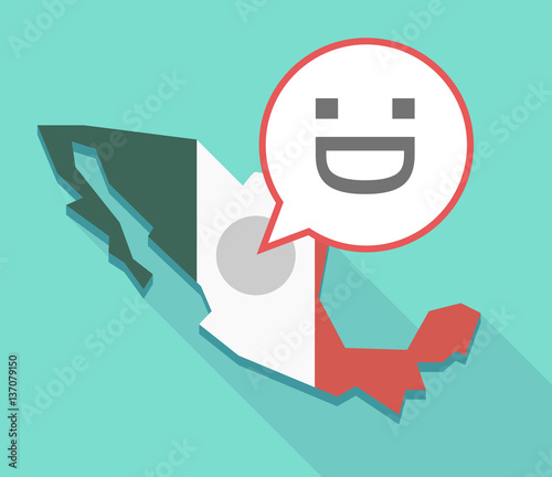 Long shadow Mexico map with a laughing text face