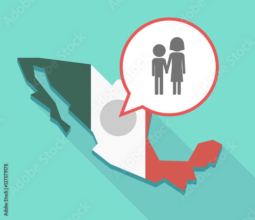 Long shadow Mexico map with a childhood pictogram