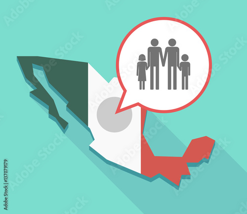 Long shadow Mexico map with a gay parents  family pictogram