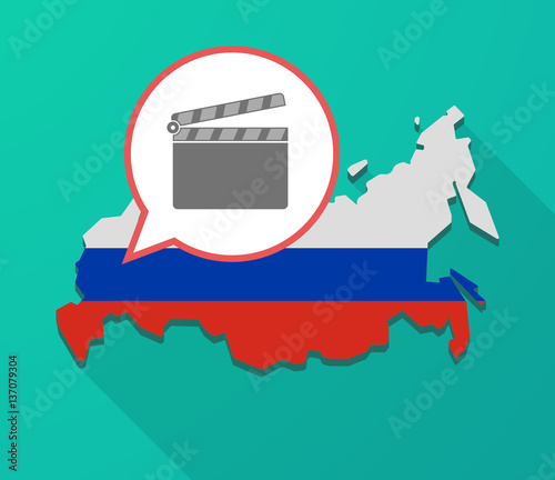 Long shadow Russia map with a clapperboard