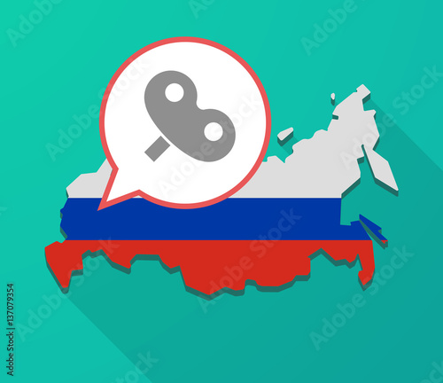 Long shadow Russia map with a toy crank