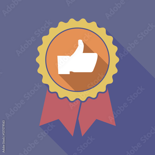 Long shadow badge with a thumb up hand