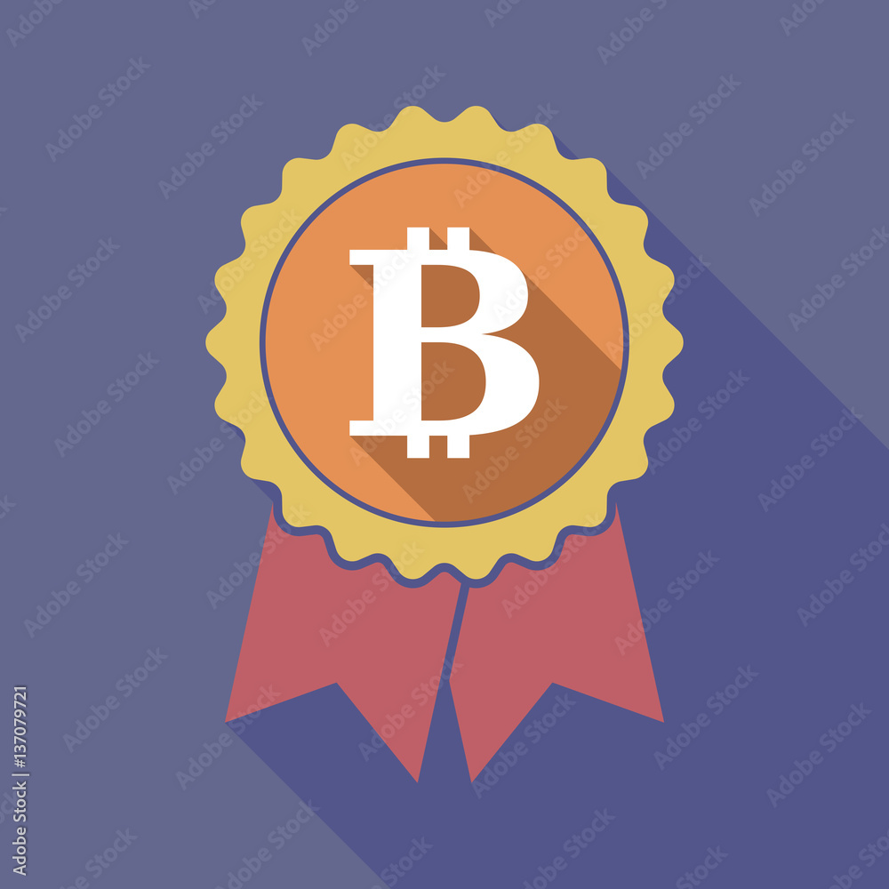 Long shadow badge with a bit coin sign Long shadow badge with a bit coin sign