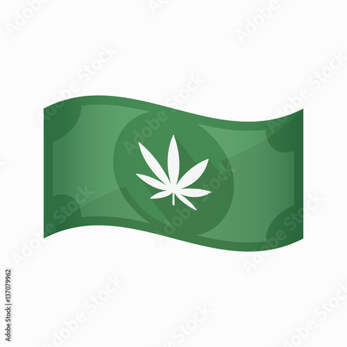 Isolated bank note with a marijuana leaf