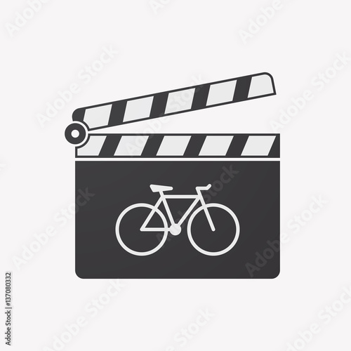 Isolated clapper board with a bicycle