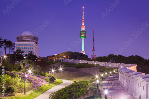 Canvas Print Namsan Park and N Seoul Tower at Night, South Korea