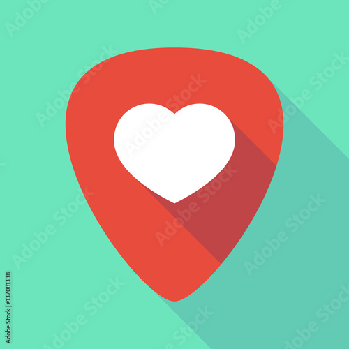 Long shadow guitar pick with a heart