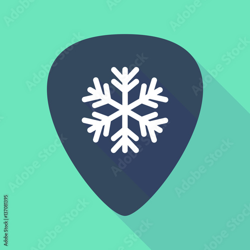 Long shadow guitar pick with a snow flake