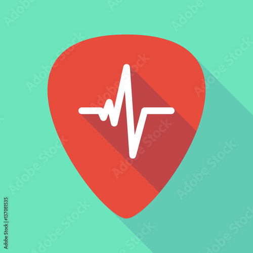 Long shadow guitar pick with a heart beat sign