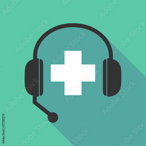Long shadow headphones with a pharmacy sign
