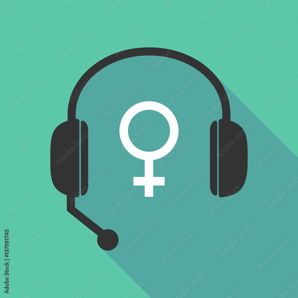Long shadow headphones with a female sign