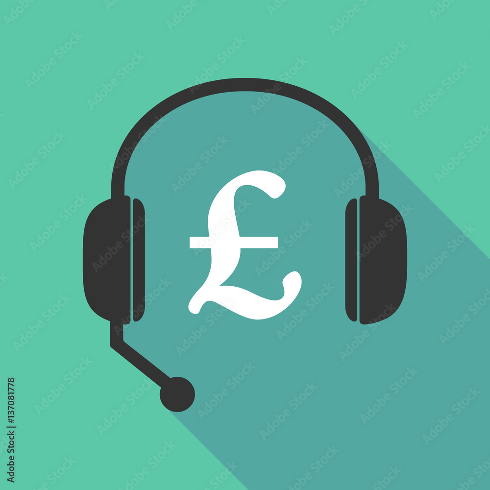 Long shadow headphones with a pound sign Long shadow headphones with a pound sign