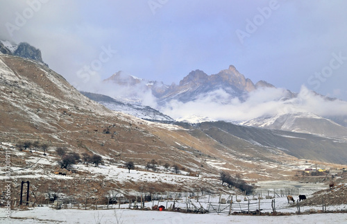 mountain landscape in inclement weather