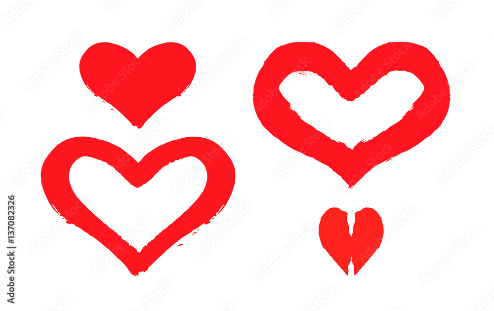 Vector valentines day hand drawn design elements. Modern red hearts. Vector valentines day hand drawn design elements. Modern red hearts.