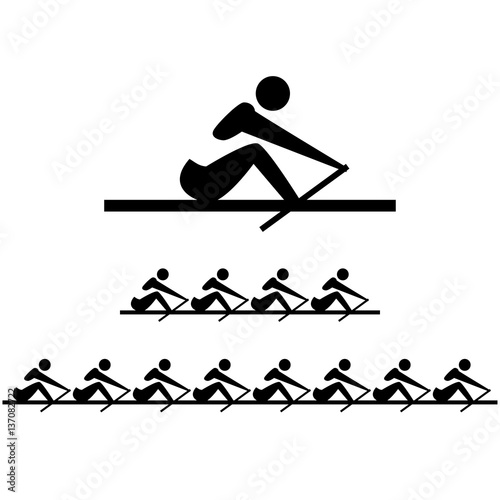 Valokuvatapetti icon of rowing men. Vector set