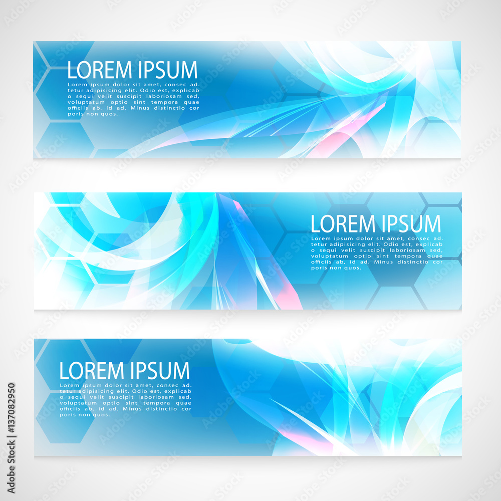 Fototapeta premium Vector Banner Abstract geometric background. Template brochure design. Blue hexagon shape