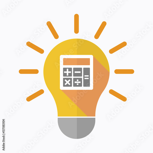 Isolated light bulb with  a calculator
