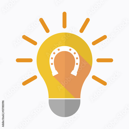 Isolated light bulb with  a horseshoe sign