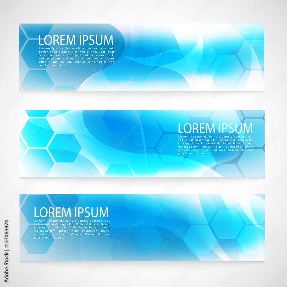 Fototapeta premium Vector Banner Abstract geometric background. Template brochure design. Blue hexagon shape