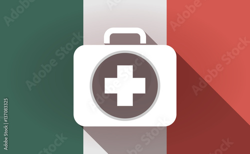 Long shadow Mexico flag with  a first aid kit icon
