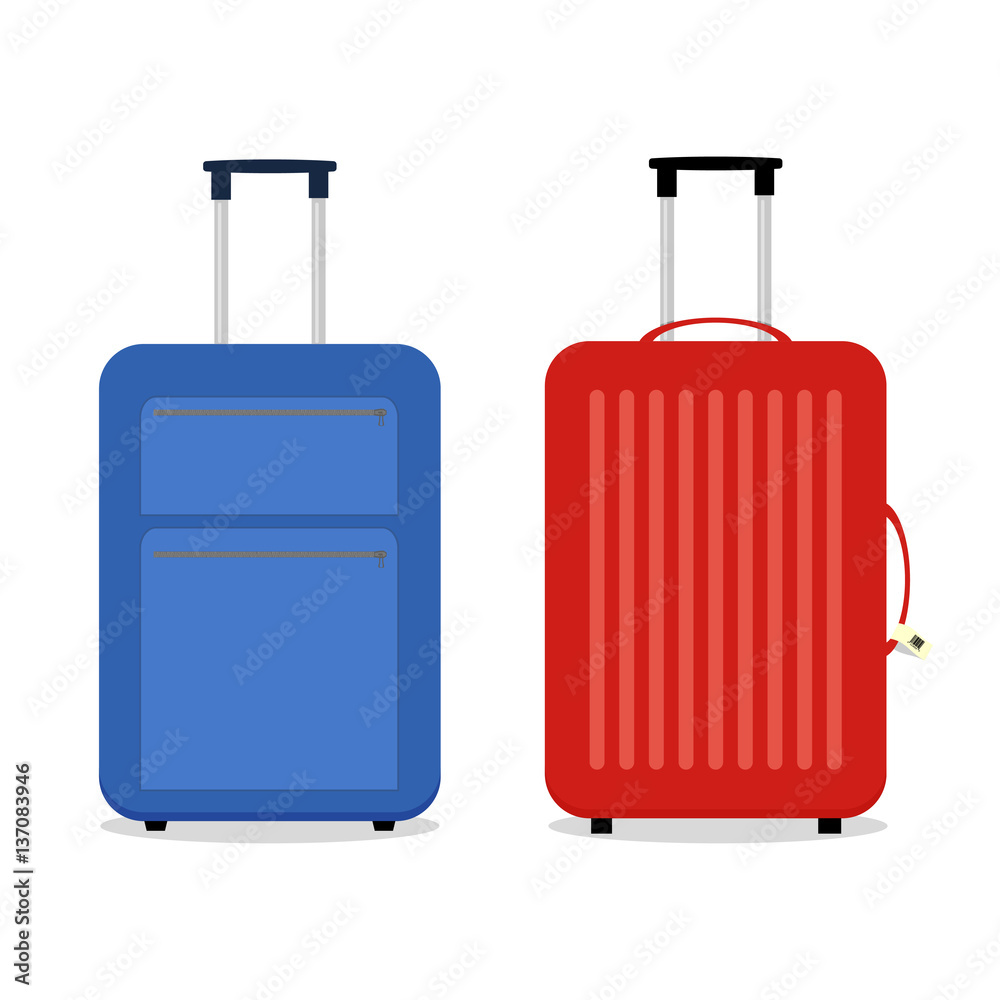 Vector blue and red travel bags. Isolated on white. Vector blue and red travel bags. Isolated on white.