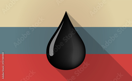 Long shadow Russia map with  an oil drop icon