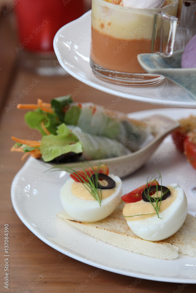 Boiled eggs on white plate. Boiled eggs on white plate.