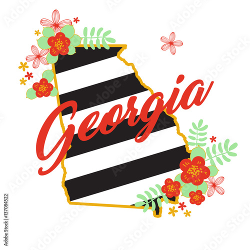 Georgia State Map Creative Vector Typography Lettering Compositi