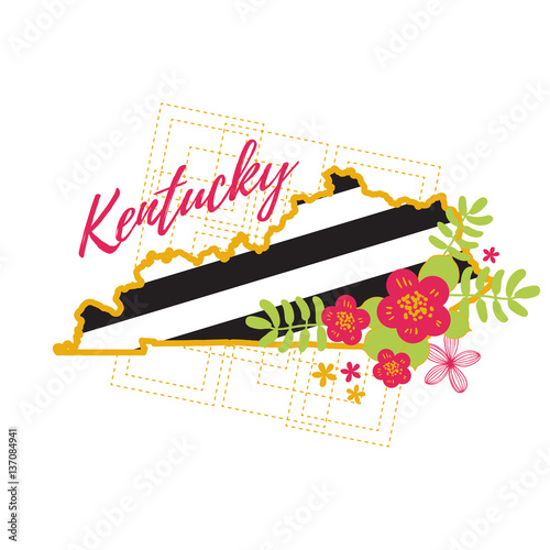 Kentucky State Map Creative Vector Typography Lettering Composit