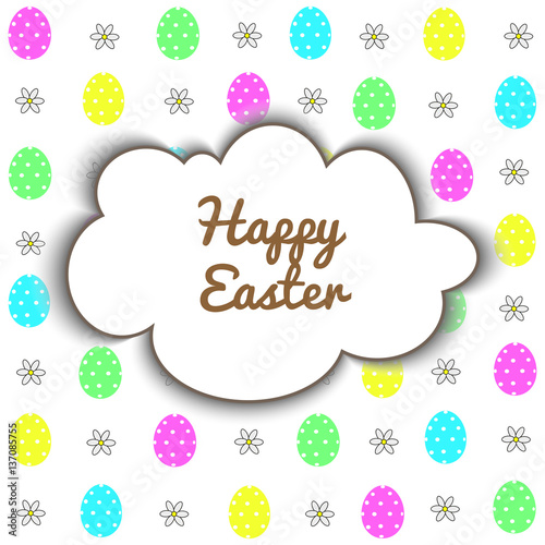 happy easter lettering greeting card background vector illustration. eggs