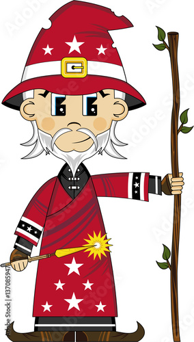 Cute Cartoon Magical Wizard