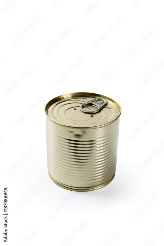 Aluminum tin can on a white background Aluminum tin can on a white background