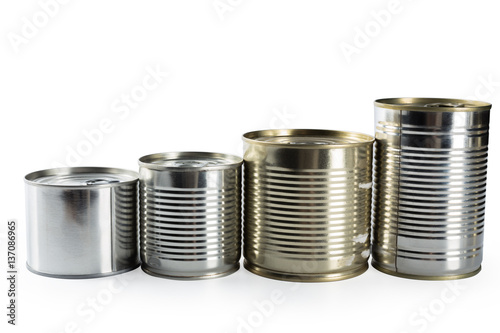 metal cans on a white background.