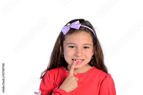 child girl pointing teeth