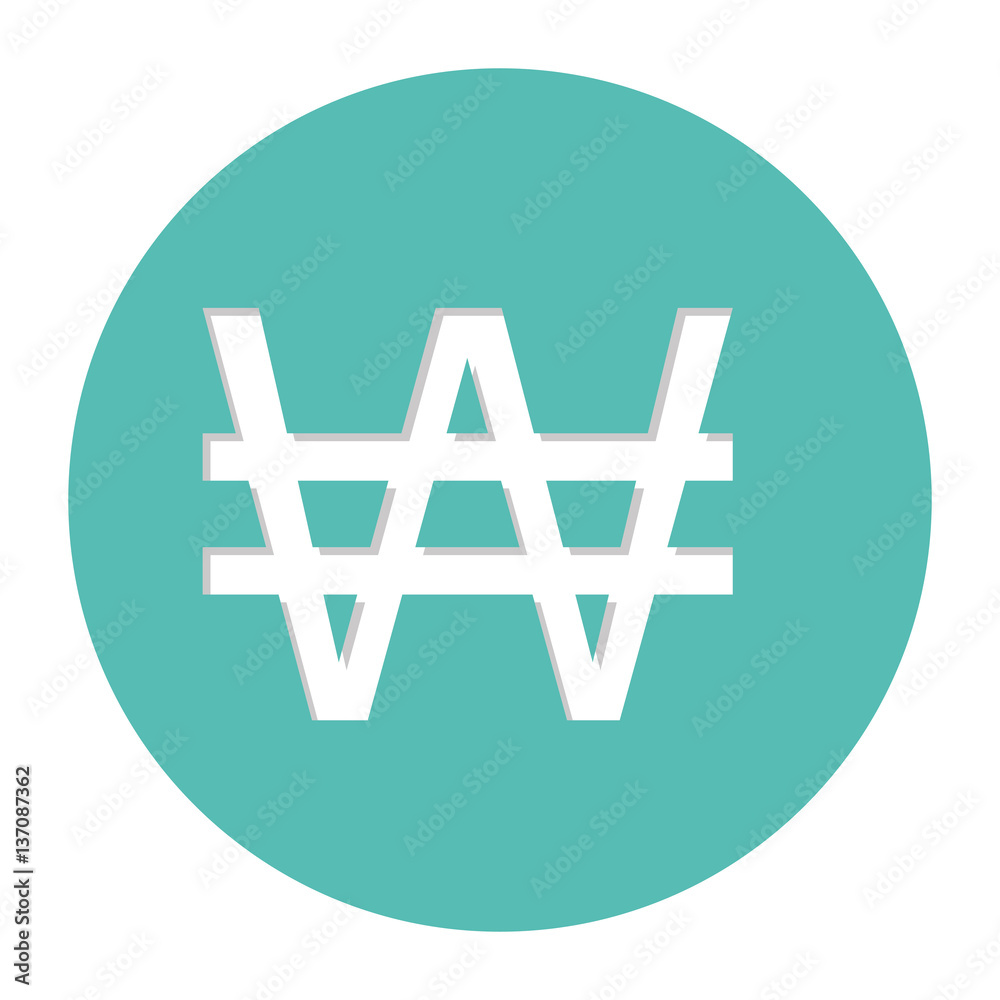 won currency symbol icon image, vector illustration